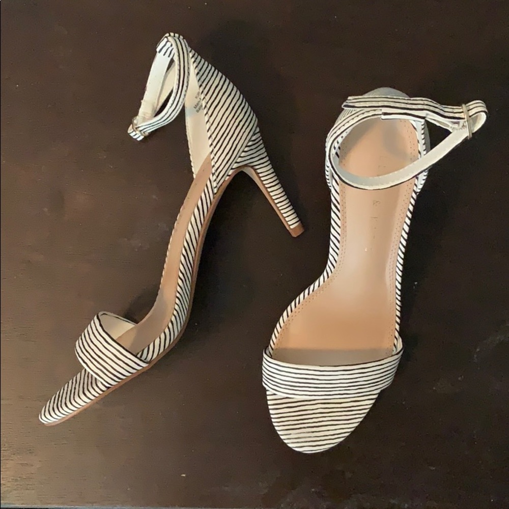 Black and white sandal heels